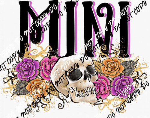 Mini Skull Flowers DTF Transfer - We Print U Press DTF Transfers