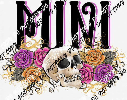 Mini Skull Flowers DTF Transfer - We Print U Press DTF Transfers