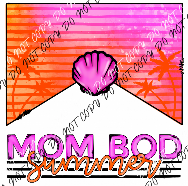 Mom Bod Summer Pink Stripe Dtf Transfer Rtp Transfers