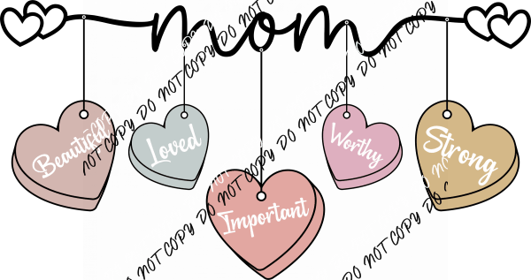 Mom Heart Tag DTF Transfer - We Print U Press DTF Transfers