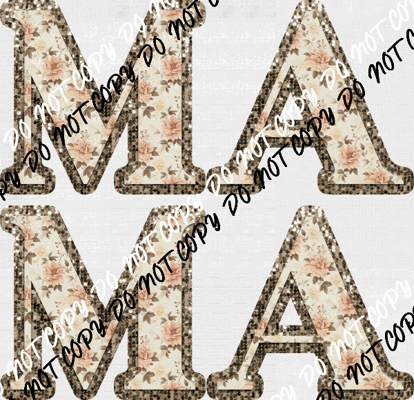 Mom, Mama, Mini Floral Faux Fabric & Glitter (See Style Options) - We Print U Press DTF Transfers