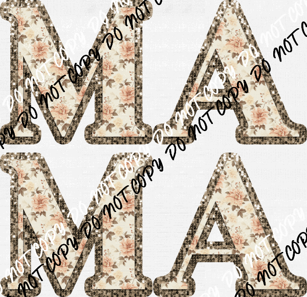 Mom, Mama, Mini Floral Faux Fabric & Glitter (See Style Options) - We Print U Press DTF Transfers