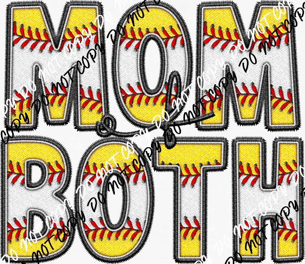 Mom /Mama of Both (Choose Name) Baseball and Softball DTF Transfer - We Print U Press DTF Transfers