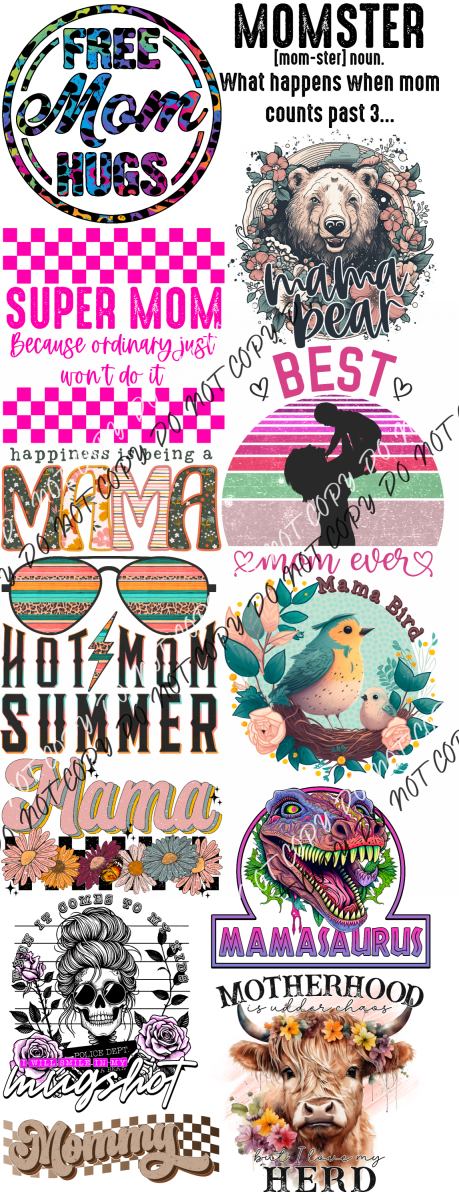 Mom Premade Bundle 60’ Gang Sheet Dtf Transfers