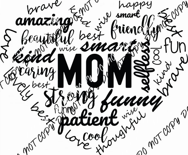 Mom Word Cloud Heart DTF Transfer - We Print U Press DTF Transfers