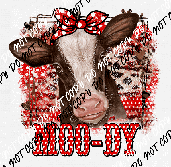 Moo - dy Polka Dot Cow DTF Transfer - We Print U Press DTF Transfers