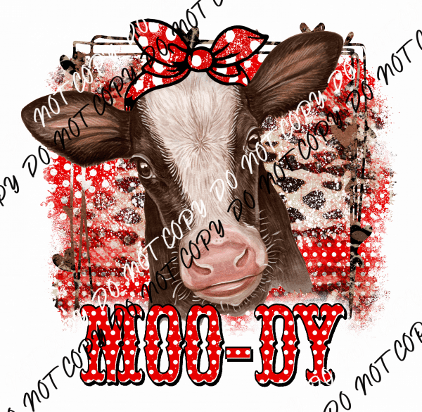 Moo - dy Polka Dot Cow DTF Transfer - We Print U Press DTF Transfers