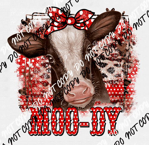 Moo - dy Polka Dot Cow DTF Transfer - We Print U Press DTF Transfers