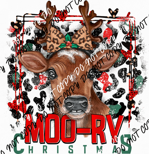 Moo - ry Christmas DTF Transfer - We Print U Press DTF Transfers