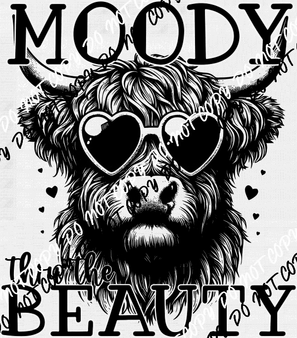 Moody Thru the Beauty Highland Cow DTF Transfer - We Print U Press DTF Transfers