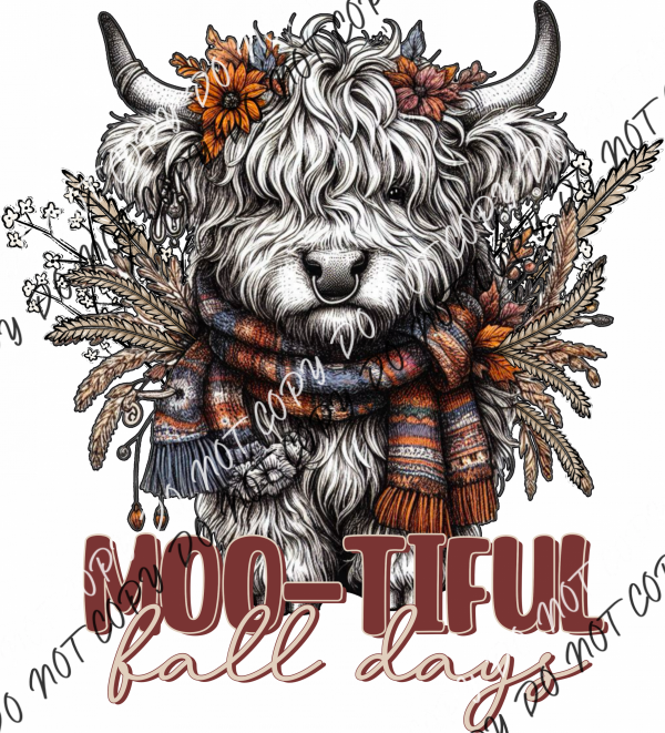 Mootiful Fall Days Shaggy Cow Dtf Transfer Rtp Transfers