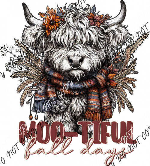 Mootiful Fall Days Shaggy Cow Dtf Transfer Rtp Transfers