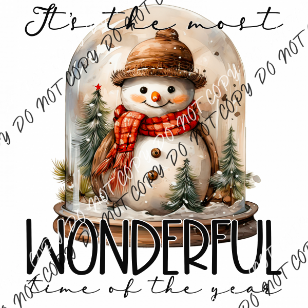 Most Wonderful Time Snowman Globe Dtf Transfer Rtp Transfers