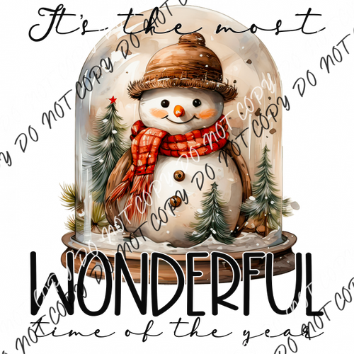 Most Wonderful Time Snowman Globe Dtf Transfer Rtp Transfers