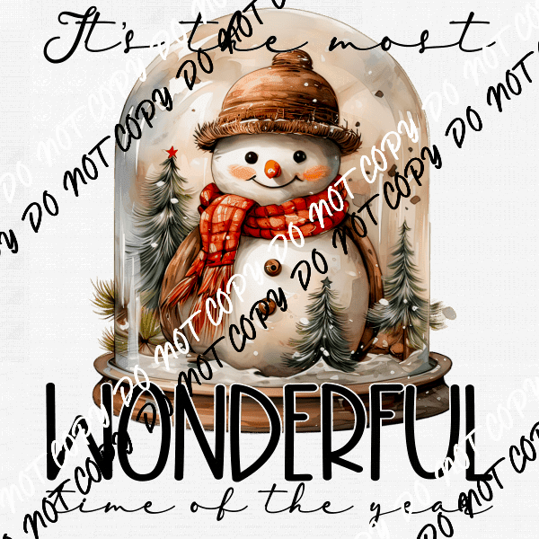 Most Wonderful Time Snowman Globe DTF Transfer - We Print U Press DTF Transfers