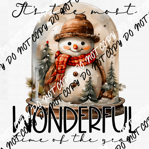 Most Wonderful Time Snowman Globe DTF Transfer - We Print U Press DTF Transfers