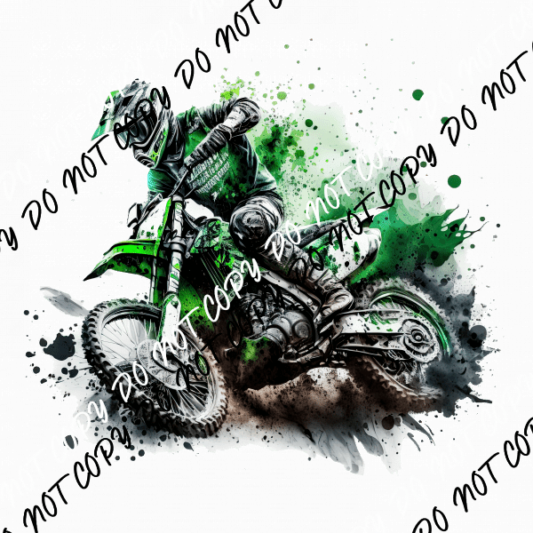 Motocross Green Watercolor DTF Transfer - We Print U Press DTF Transfers