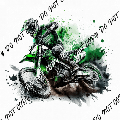 Motocross Green Watercolor DTF Transfer - We Print U Press DTF Transfers