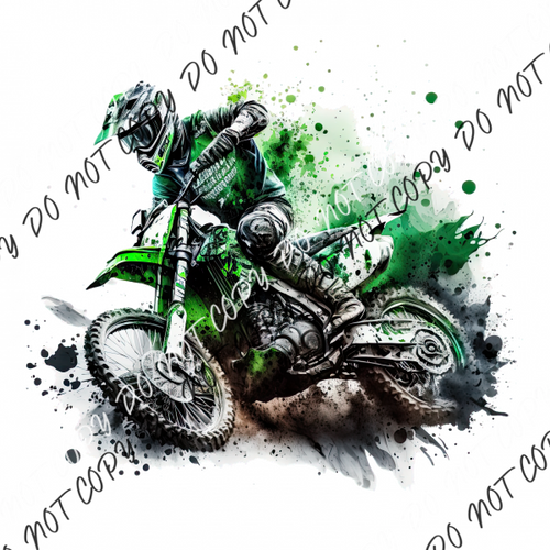 Motocross Green Watercolor Dtf Transfer