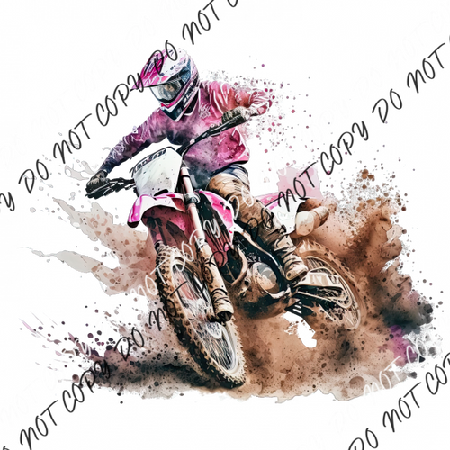 Motocross Pink Watercolor Dtf Transfer