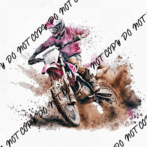 Motocross Pink Watercolor DTF Transfer - We Print U Press DTF Transfers