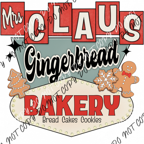 Mrs. Claus Gingerbread Bakery Dtf Transfer Rtp Transfers