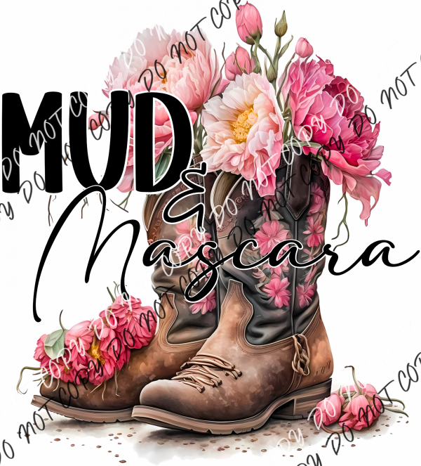 Mud & Mascara Boots With Flowers Dtf Transfer Transfers