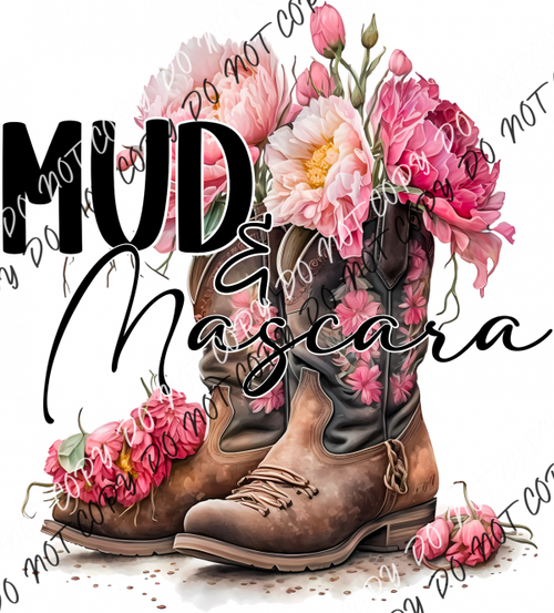 Mud & Mascara Boots With Flowers Dtf Transfer Transfers