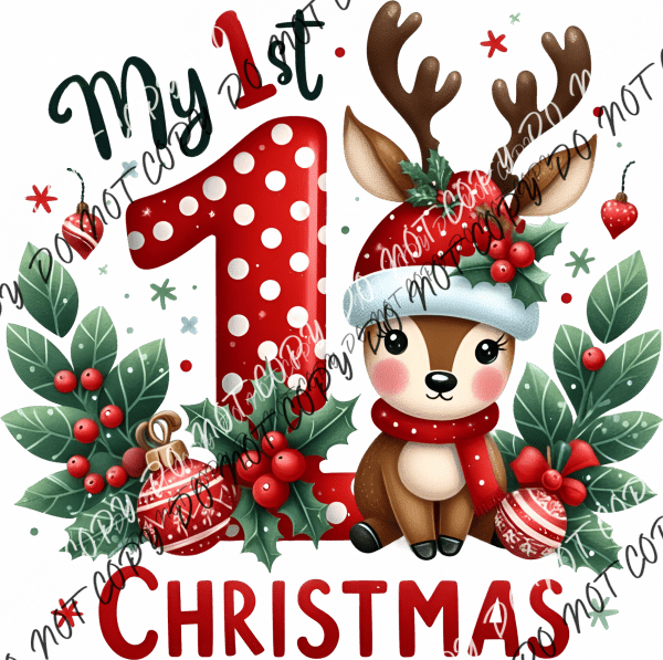 My 1st Christmas Reindeer DTF Transfer - We Print U Press DTF Transfers
