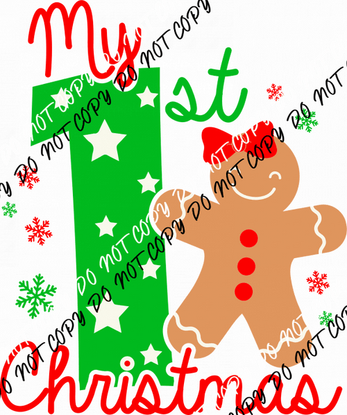 My First Christmas Gingerbread Girl DTF Transfer - We Print U Press DTF Transfers