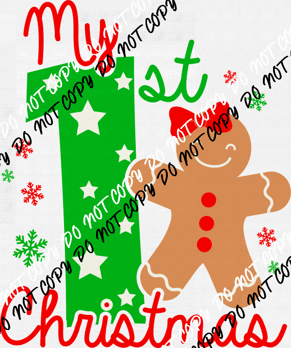 My First Christmas Gingerbread Girl DTF Transfer - We Print U Press DTF Transfers