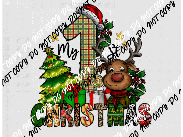 My First Christmas Reindeer DTF Transfer - We Print U Press DTF Transfers