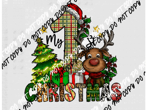 My First Christmas Reindeer DTF Transfer - We Print U Press DTF Transfers
