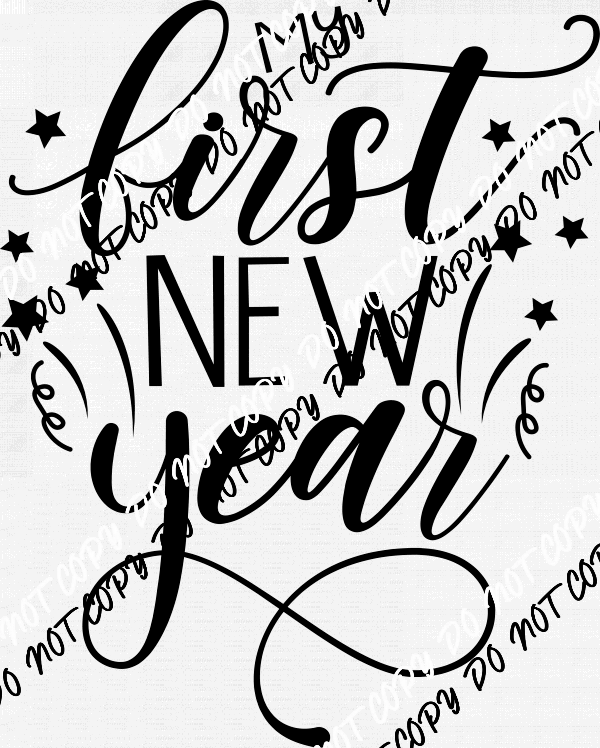 My First New Year Confetti and Stars DTF Transfer - We Print U Press DTF Transfers