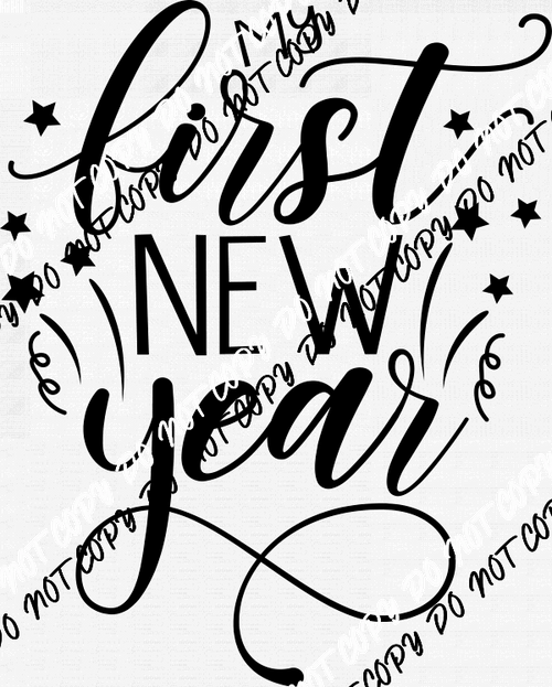 My First New Year Confetti and Stars DTF Transfer - We Print U Press DTF Transfers