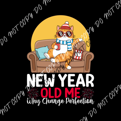 New Year Old Me Funny Cat DTF Transfer RTP DTF Transfers