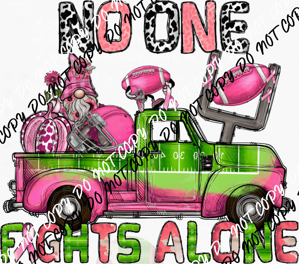 No One Fights Alone Gnome Truck Breast Cancer Awareness DTF Transfer - We Print U Press DTF Transfers