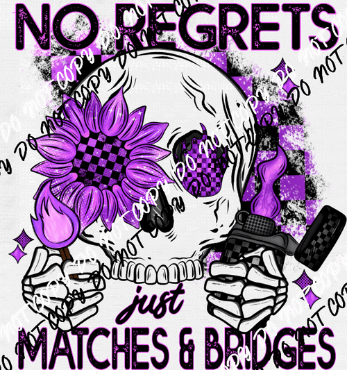 No Regrets Skeleton DTF Transfer - We Print U Press DTF Transfers