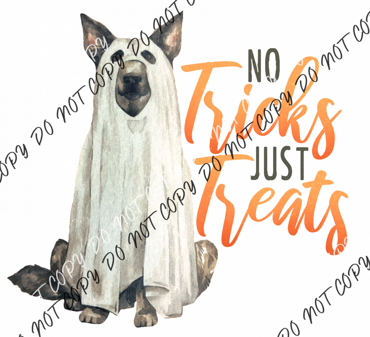 No Tricks Just Treats Ghost Dog Dtf Transfer Transfers