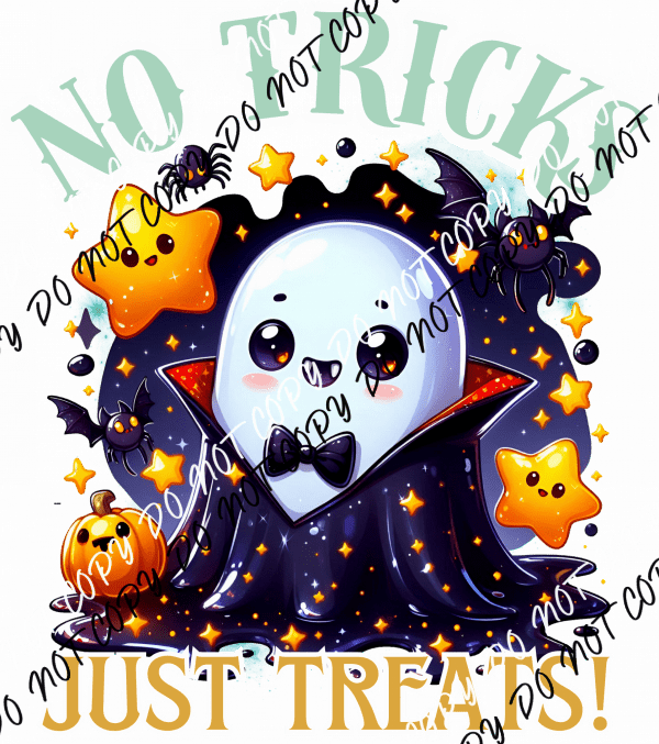 No Tricks Just Treats Vampire Ghost DTF Transfer - We Print U Press DTF Transfers