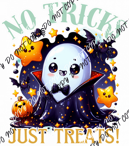 No Tricks Just Treats Vampire Ghost DTF Transfer - We Print U Press DTF Transfers