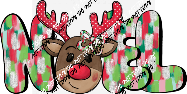 Noel Kid's Reindeer with Bow DTF Transfer - We Print U Press DTF Transfers