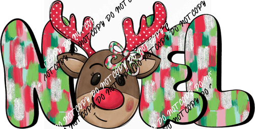 Noel Kid's Reindeer with Bow DTF Transfer - We Print U Press DTF Transfers