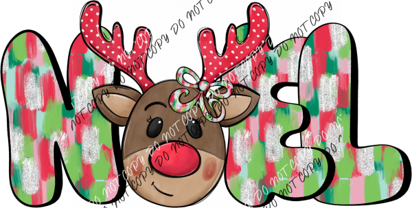 Noel Kid’s Reindeer With Bow Dtf Transfer Rtp Transfers