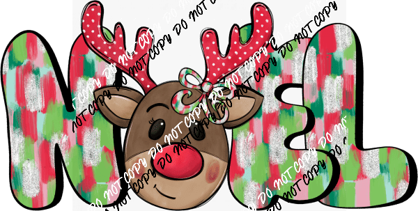 Noel Kid's Reindeer with Bow DTF Transfer - We Print U Press DTF Transfers