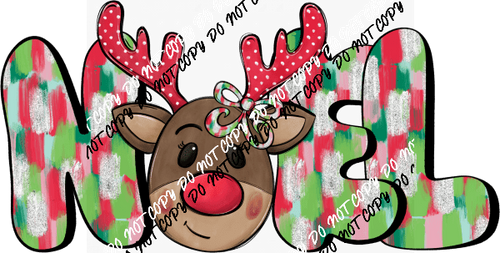 Noel Kid's Reindeer with Bow DTF Transfer - We Print U Press DTF Transfers