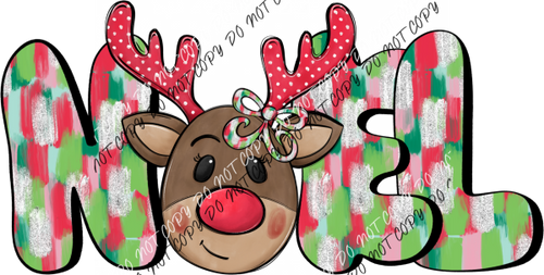 Noel Kid’s Reindeer With Bow Dtf Transfer Rtp Transfers