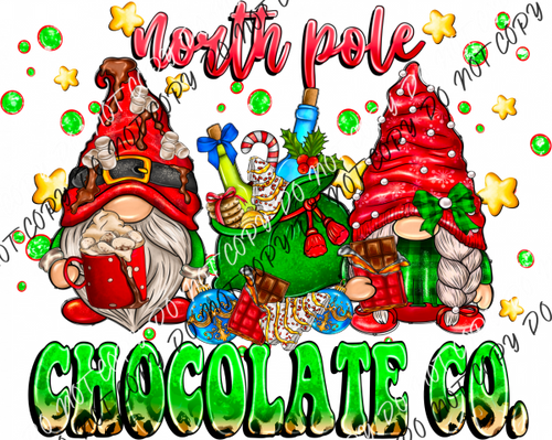 North Pole Chocolate Co. Gnomes Dtf Transfer Rtp Transfers