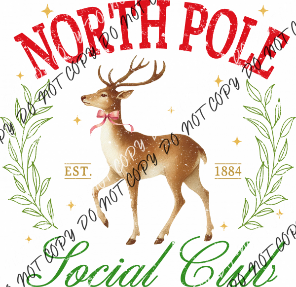 North Pole Social Club Reindeer Dtf Transfer Rtp Transfers