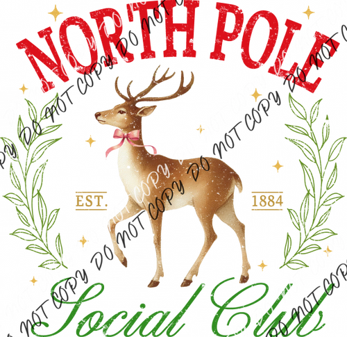 North Pole Social Club Reindeer Dtf Transfer Rtp Transfers